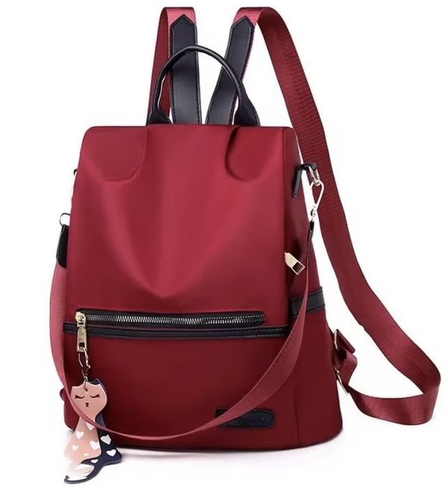 Нова  дамска текстилна раница със задно отваряне против кражба с висул