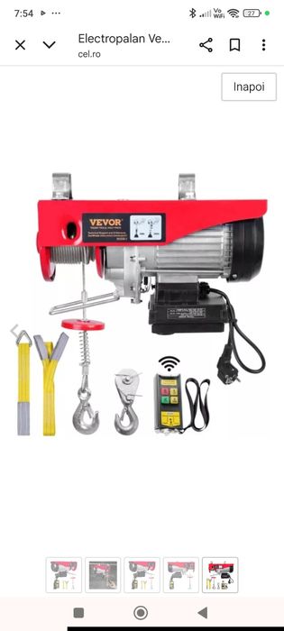 Electropalan cu telecomanda de 1 tona