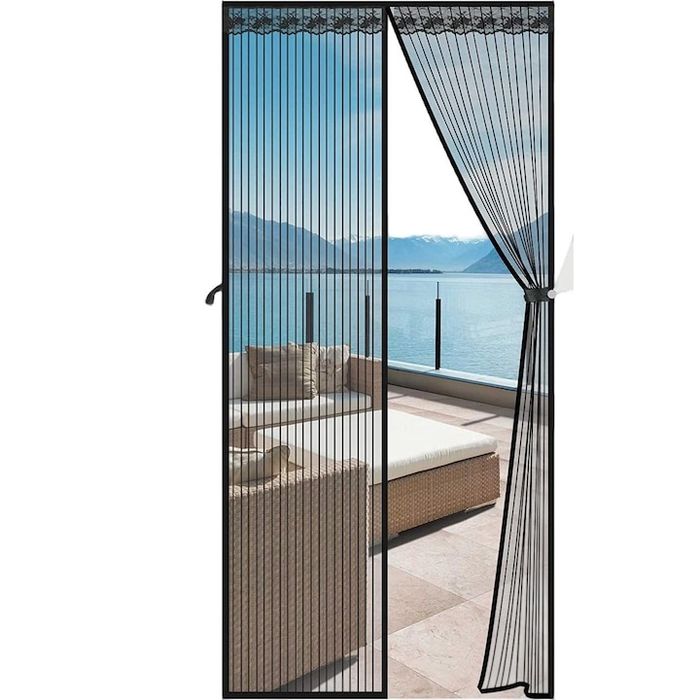 Plasa de tantari magnetica pentru usa, Poliester, 90 x 210 cm, Gri