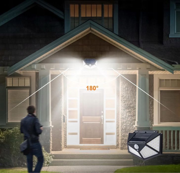 Lampi solare Jortan, senzor de miscare, 100 de leduri
