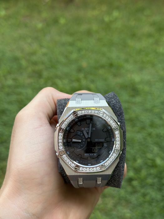 Casio G-Shock CasiOak  Iced Out Custom Gri