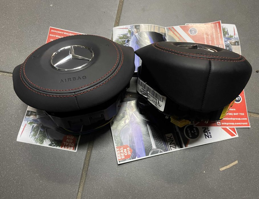 Mercedes Benz - airbag volan cusut in piele compatibil 2013 - 2019 AMG