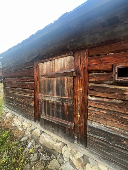 Vand constructie din lemn cioplit