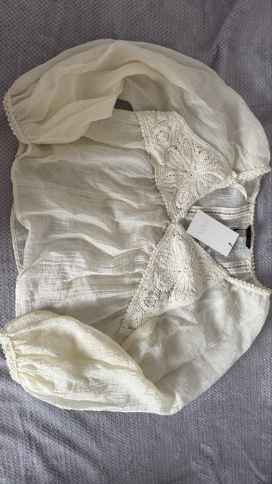 Bluza dantela crem Zara M