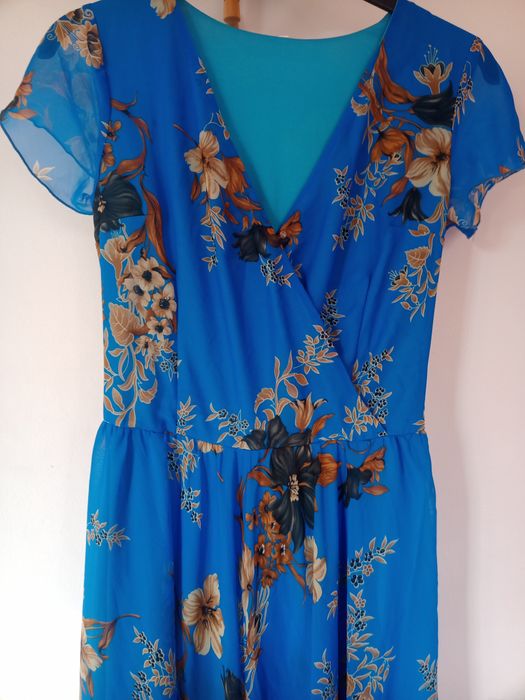 Rochie lungă voal imprimat cu flori