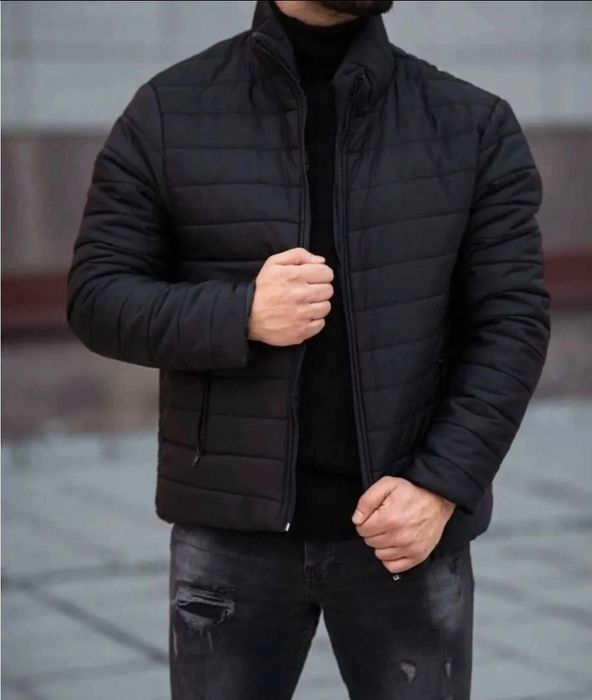 Geaca subțire sezonier negru pentru bărbați