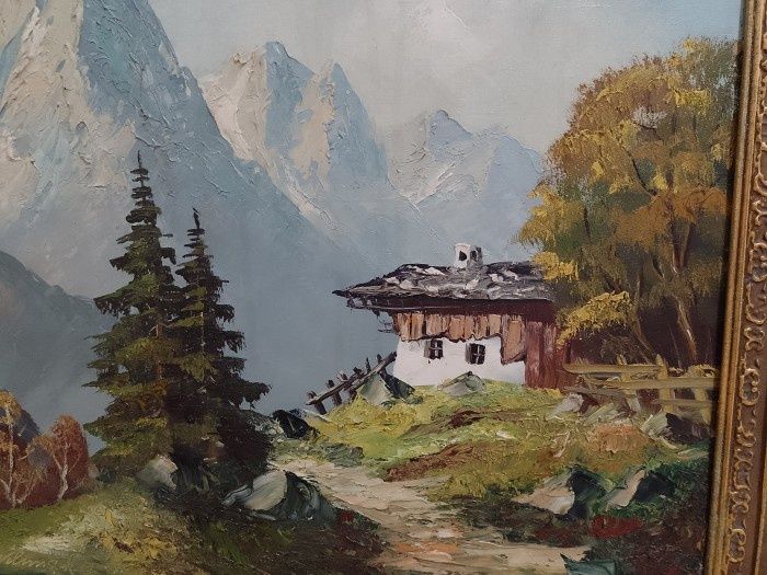 Tablou Ulei pe pânză o lucrare foarte veche semnata încadrată într-o r