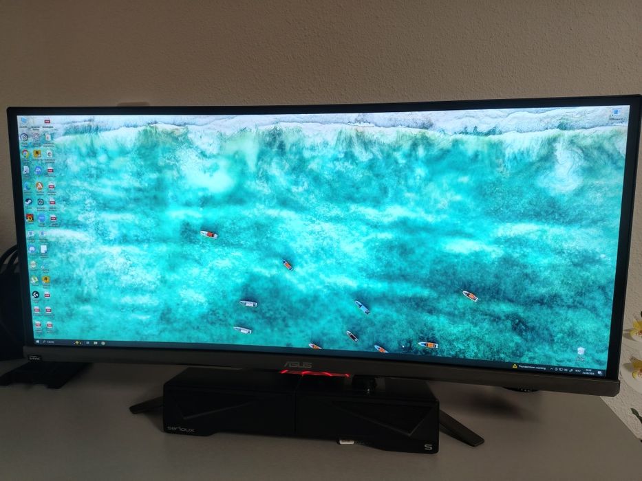 Monitor Curbat Gaming LED IPS ASUS ROG 34", Ultra wide, FrameLess, QHD, G-Sync, 100Hz, 300 cd, DisplayPort, HDMI, Negru, PG348Q