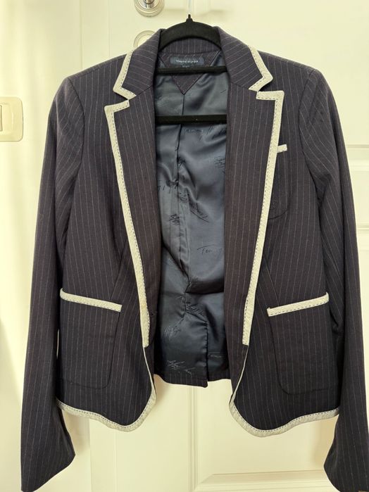 Sacou Tommy Hilfiger dama albastru inchis cu dungi,marime 6 S original