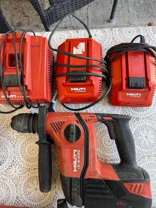 HILTI SDS MAX комбиниран къртач, акумулаторен шлайф, винтоверт, перфоратор с прахоуловител, лампа