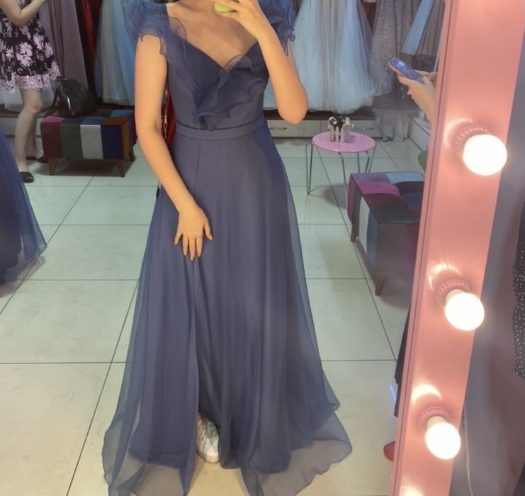 Вечернее платье синее длинное