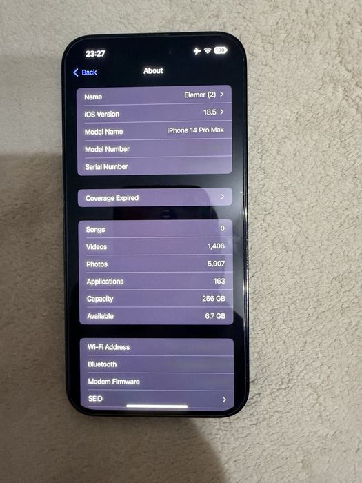 Vând iPhone 14 Pro Max 256GB, Space Black, baterie 86%