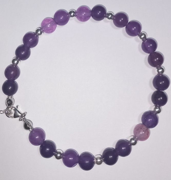 Brățară din ametist natural și argint