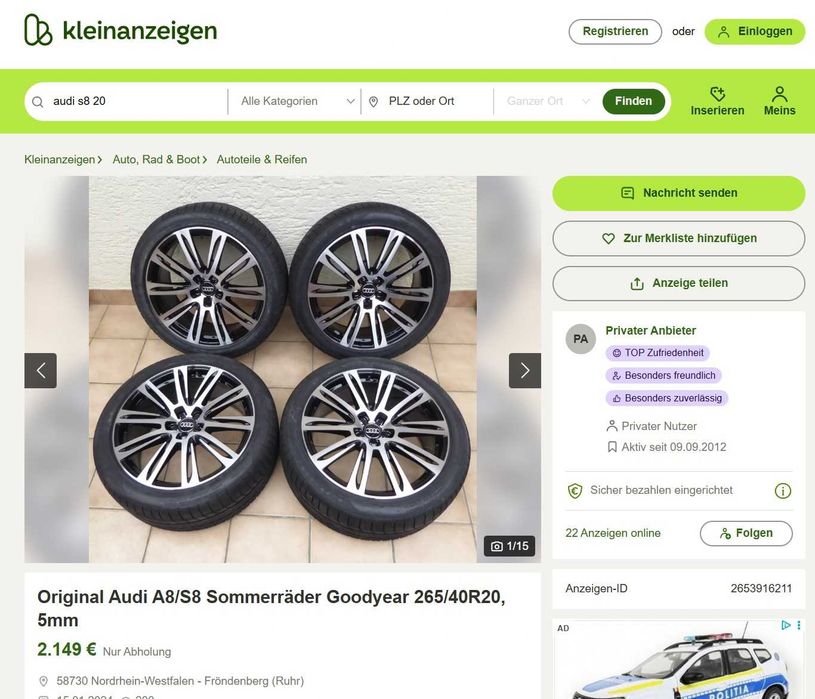 4x Seturi Roti Audi 20" Parallel 10 spite + 21" Performance Blade Bi Color Diamond Cut/Black + 20" ETA BETA Venti-R + 20" ABT 0803 Vand Schimb cu auto