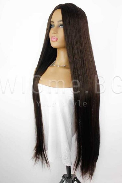 Екстра дълга права кестенява перука Ирен - 101 см.