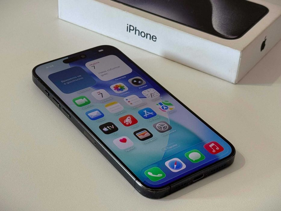 Бартер!iPhone 15 Pro Black Max Blue Titanium (Син) 79% Батерия.