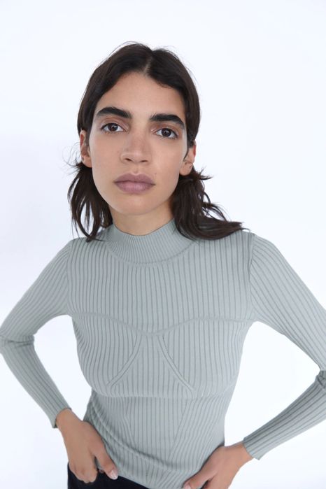 Zara нова рипсена блуза пуловер BRA