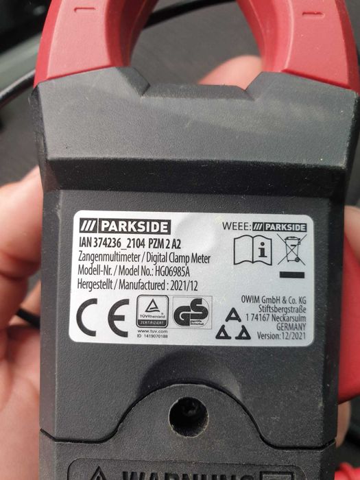 Multimetru Tester Digital Parkside, Tip Cleste, nou-sigilat