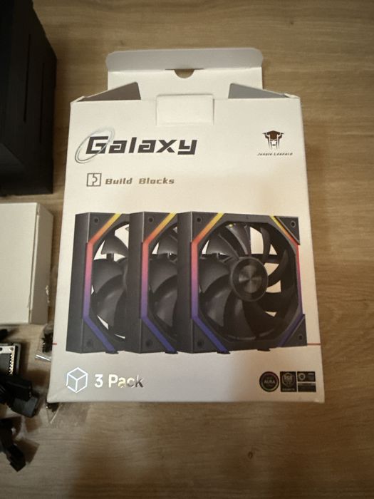 Set 3 Ventilatoare Cooler PC Desktop Carcasa Calculator TZMRIT Build Blocks 120mm ARGB PWM 2000RPM Daisy Chain Gaming Black Open Box