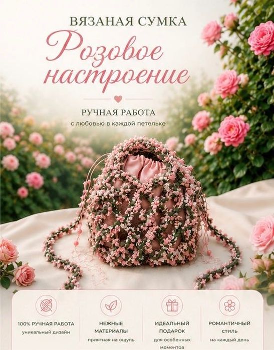 Вязанная сумка с цветочным дизайном