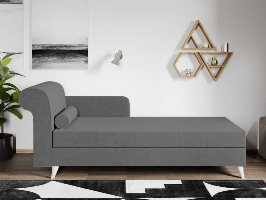 Divan/Pat o persoana tapitat Gri Deschis Round Fix - Transport Gratuit