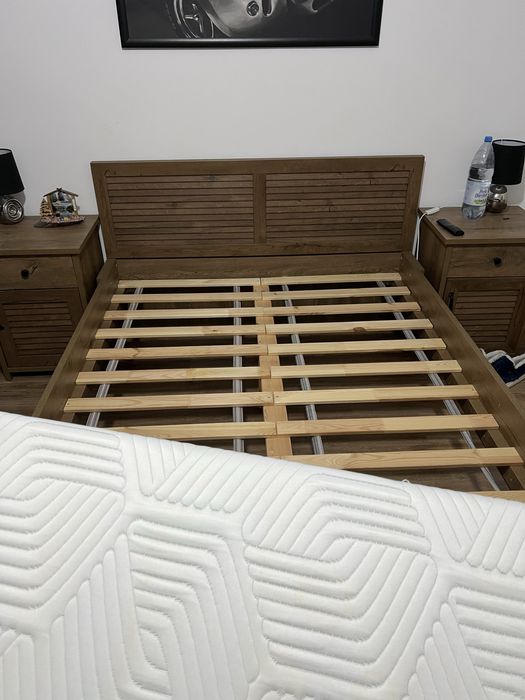 Pat Manderul 140x200 stejar salbatic+saltea+somiera