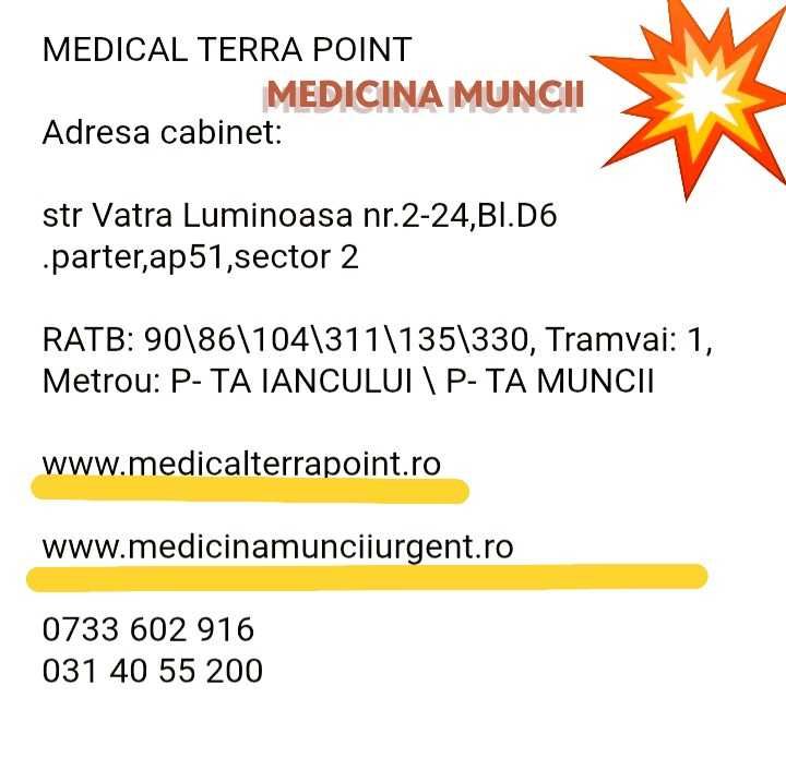 Medicina Muncii URGENT/Fisa aptitudini/Adeverinte/IGI/Prenuptiale