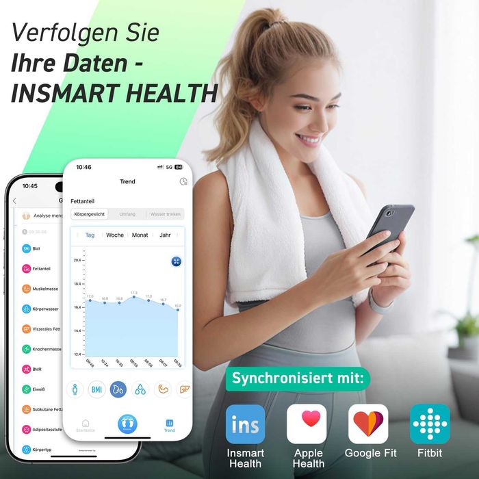 ПРОМО Нова Везна Bluetooth Кантар Анализатор Телесни Мазнини INSMART