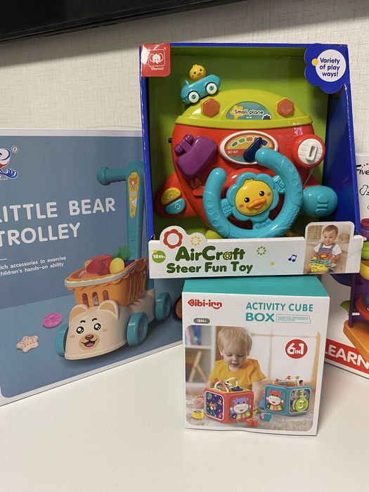 Бебешки/детски играчки - количка за пазаруване, куб, пързалка