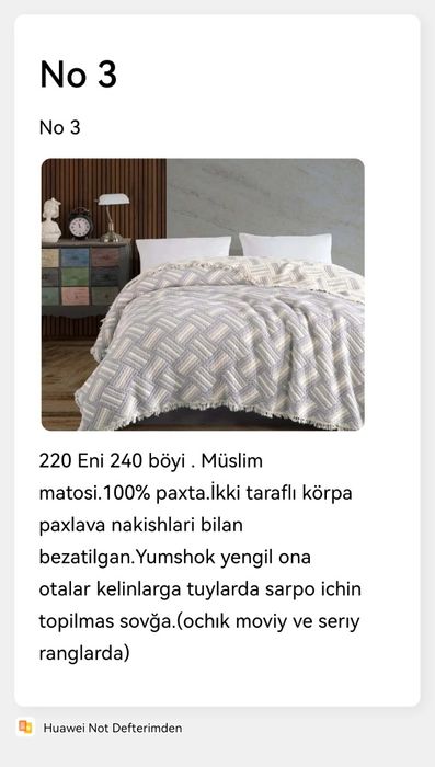 Turkiya mahsuloti bitta koʻrpani ozi