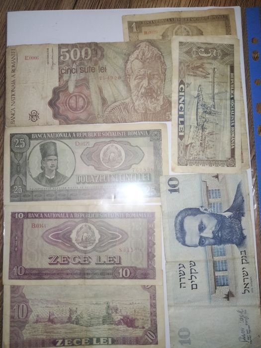 8 Bancnote vechi românești+una din israel