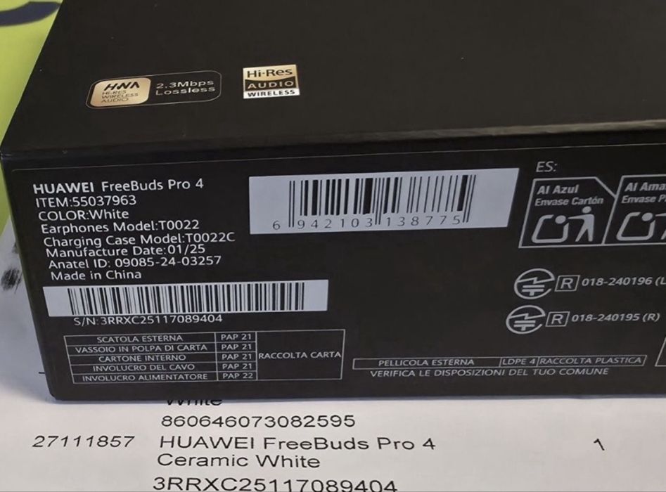 ЧИСТО НОВИ Huawei FreeBuds Pro 4 Гаранция Yettel 2027г. БЯЛ / white