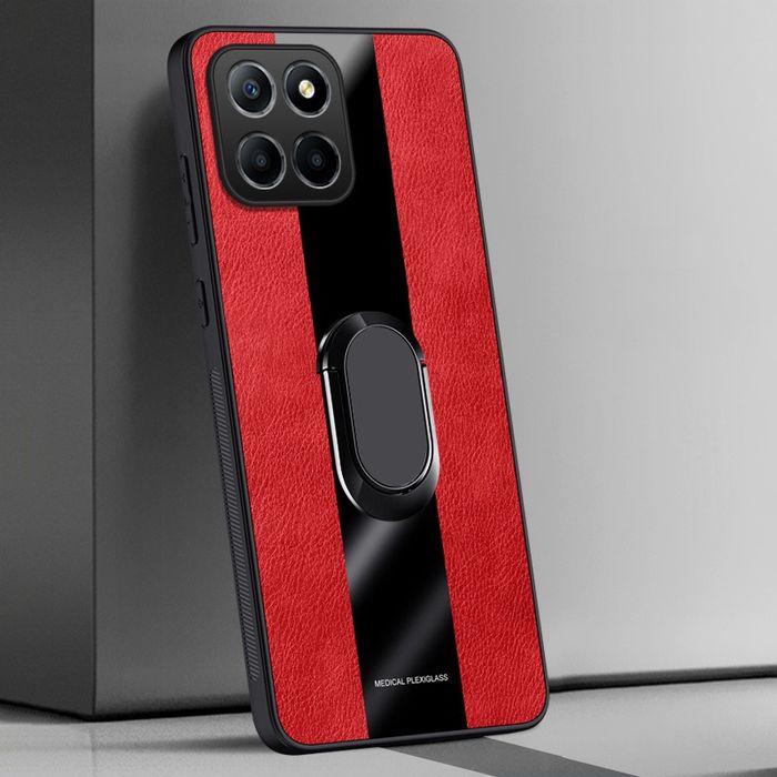 Honor 70 Lite 5G / X8 5G / PORSCHE Кожен кейс гръб с пръстен