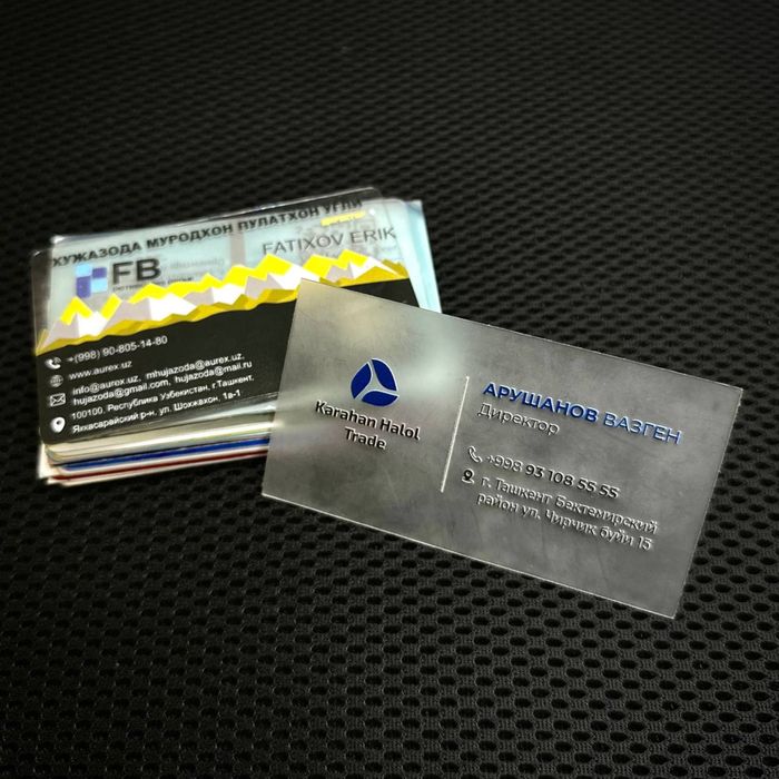 Tachkover va Shaffof vizitkalar