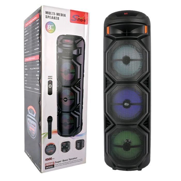 Boxa portabila blutooth cu 3 difuzore si microfon wireless si stik usb