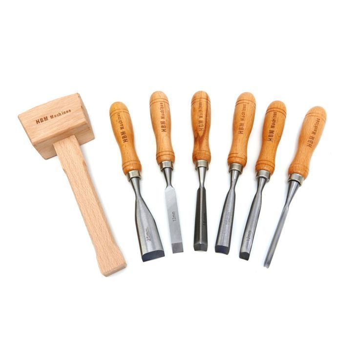 Set dalti pentru lemn cu ciocan 7 piese hbm