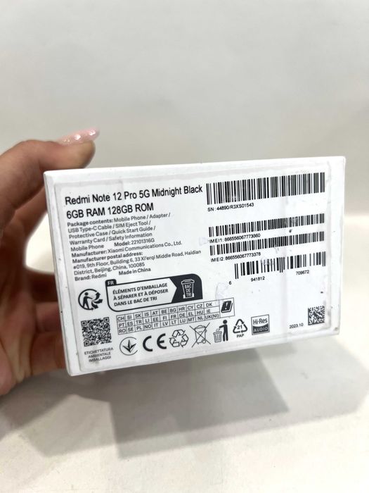 Xiaomi Redmi Note 12 Pro 5G, 128GB/6GB, Midnight Black, NOU/Sigilat!