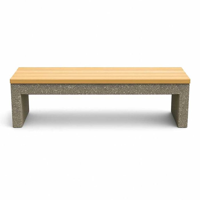 Bancă stradală din beton si piatra naturala cu lemn de stejar200x50x50