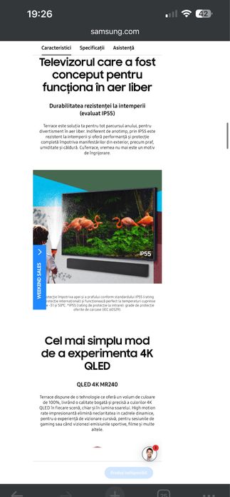 TV Samsung The Terrace, QLED, Ultra HD, 4K 189 cm