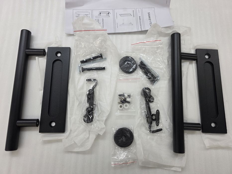 Двойни дръжки за плъзгащи врати, въглеродна стомана, 30 см, черни