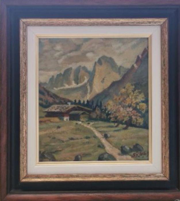 Антикварна картина масло 1959 г.