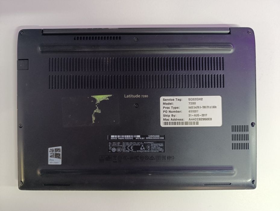Laptop Dell 7280 i5 7300 display 12.5