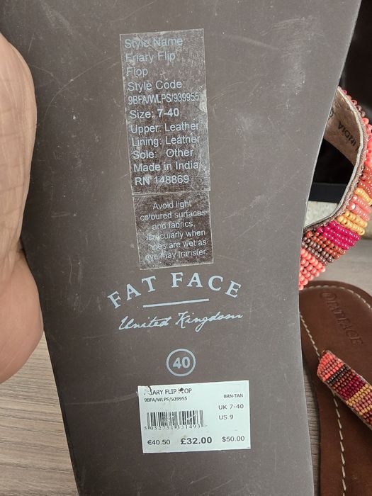 Чехли FatFace, стелка естествена кожа