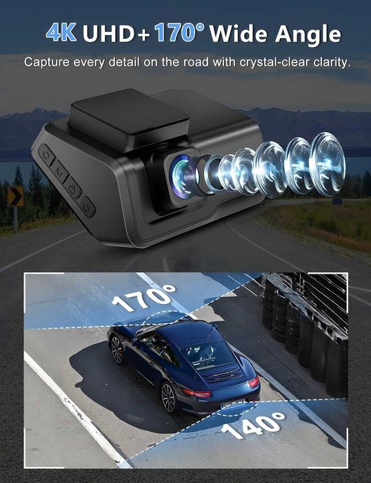 Otovoda Видеорегистратор за автомобили с предна и задна камера, 4K+1080P WiFi двойна видеокамера