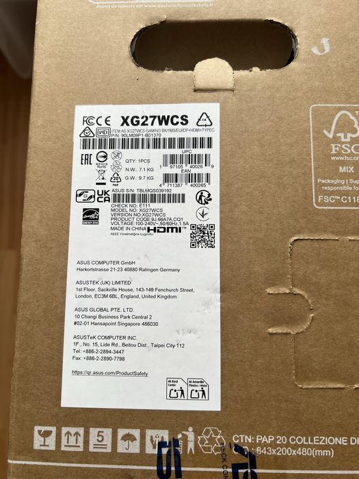 Monitor Asus ROG Strix XG27WCS27 - 27” 180Hz 1ms