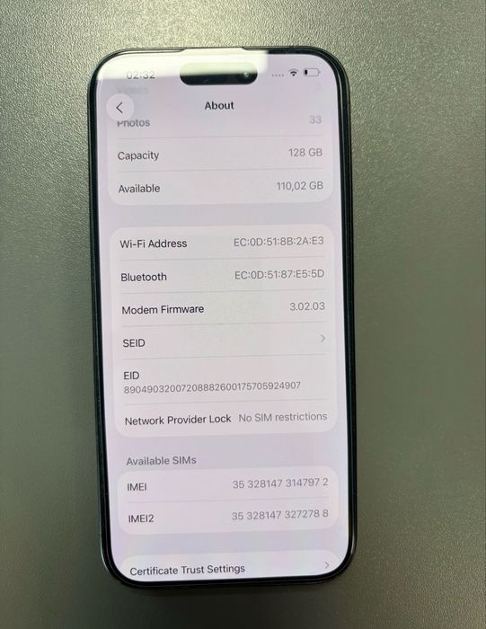 iPhone 15 PRO de 256 GB cu 94% Bateria