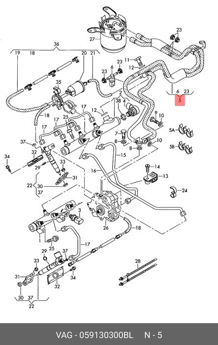 Audi A6/S6/ Set conducte tur/retur rampa injectoare OE 059130300BL