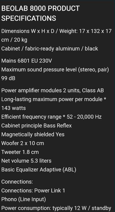 Vand Boxe  Bang&Olufsen Beolab 8000