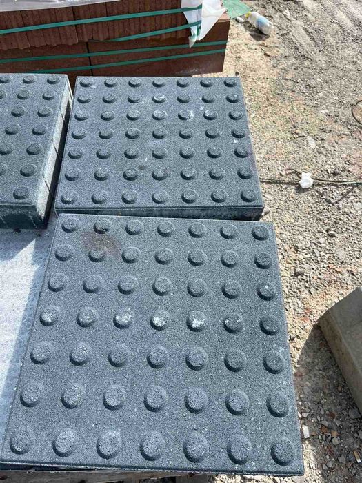 Тактилни плочи 40х40х8см с ивици и сфера, цвят: антрацит и охра