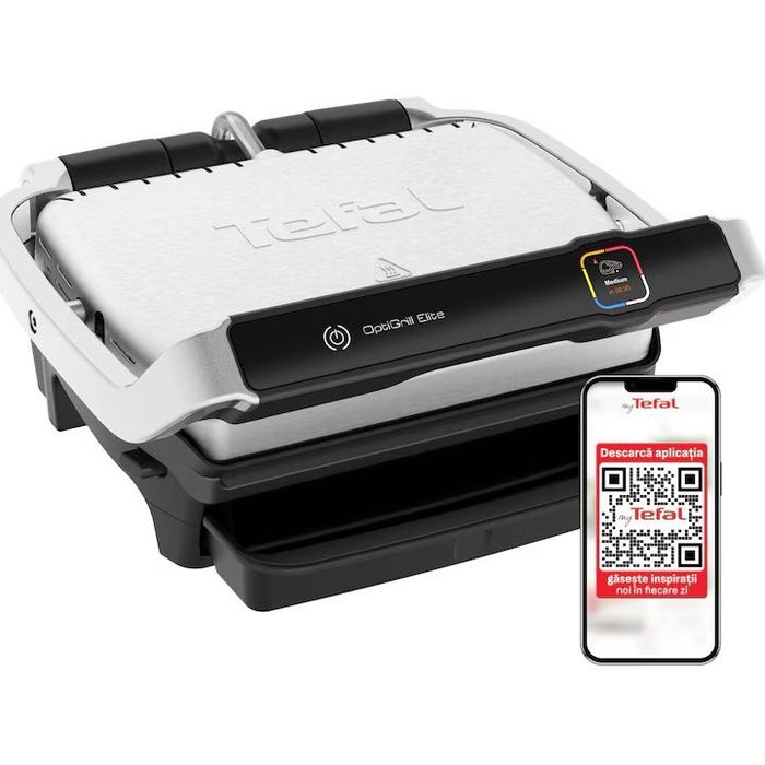Gratar electric Tefal OptiGrill Elite GC750D30, 2000 W, 12 programe automate